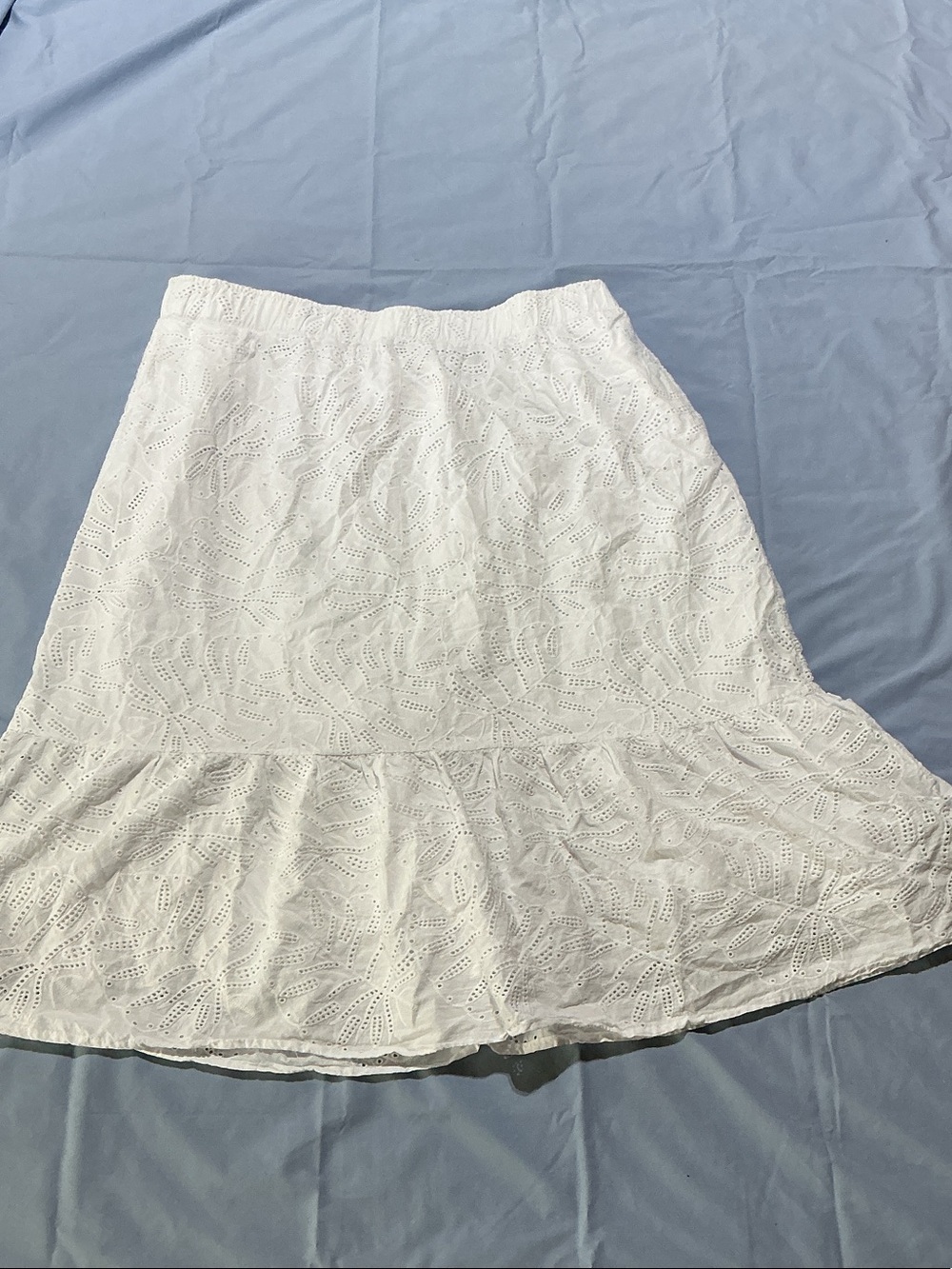 Time and Tru White Cotton Eyelet Tiered Lined Midi Skirt Sz XL 16/18